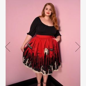 PET SEMATARY VACATION SWING SKIRT IN SOUR GROUND PRINT - VIXEN BY MICHELINE PITT